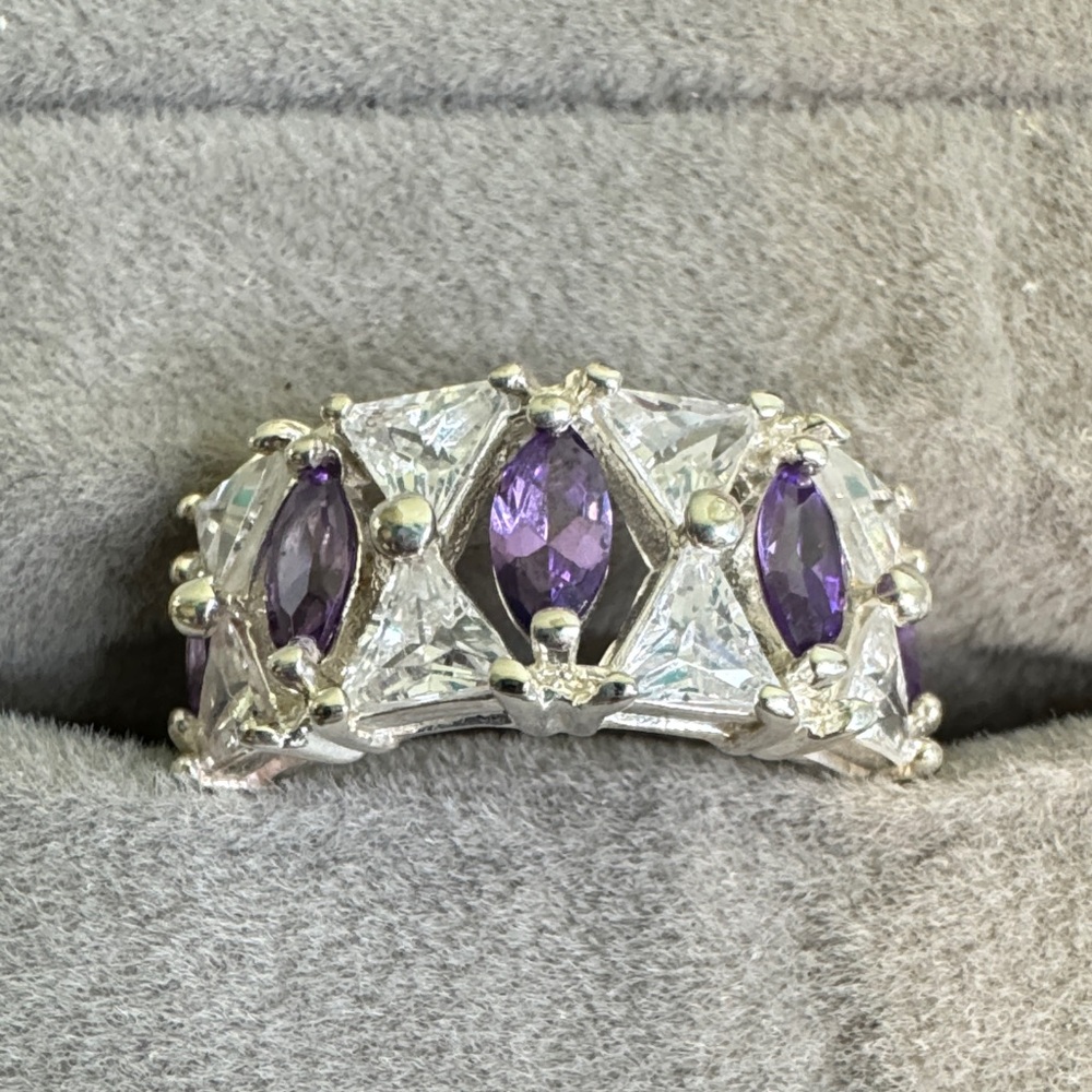 Elegant Sterling Silver and Purple Gemstone Ring